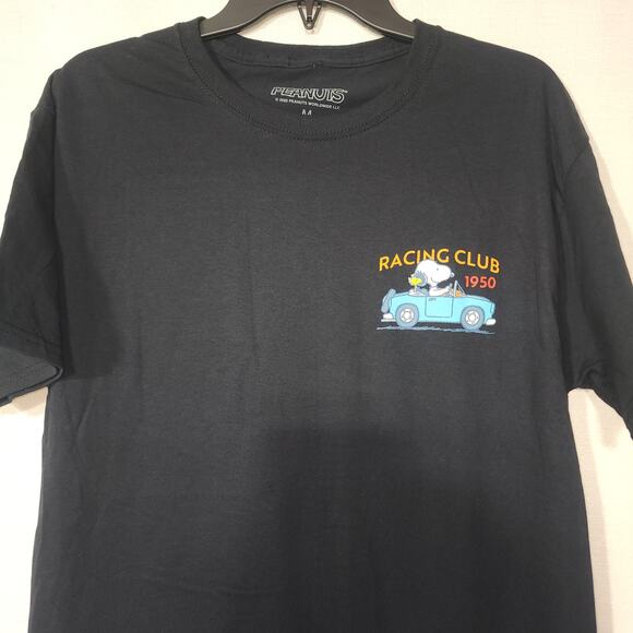 Snoopy and Woodstock Racing club men's medium black shirt - Picture 3 of 6